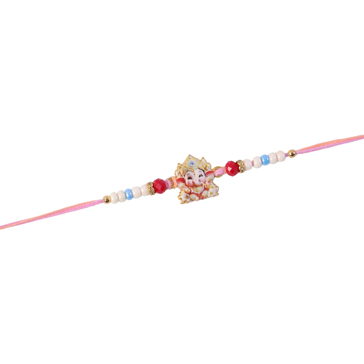 Ganesha Rakhi – Golden Beads for Brother with Traditional Charm - Image 5