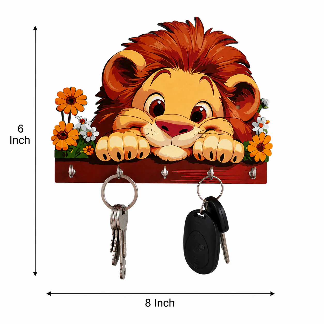 Wooden Key Holder – Stylish Wall Mount with 5 Hooks for Home - Image 4