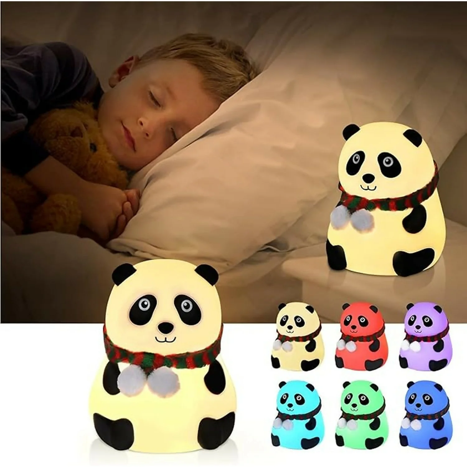 Panda LED Night Lamp – Safe Touch Control Kids Bedroom Light - Image 3