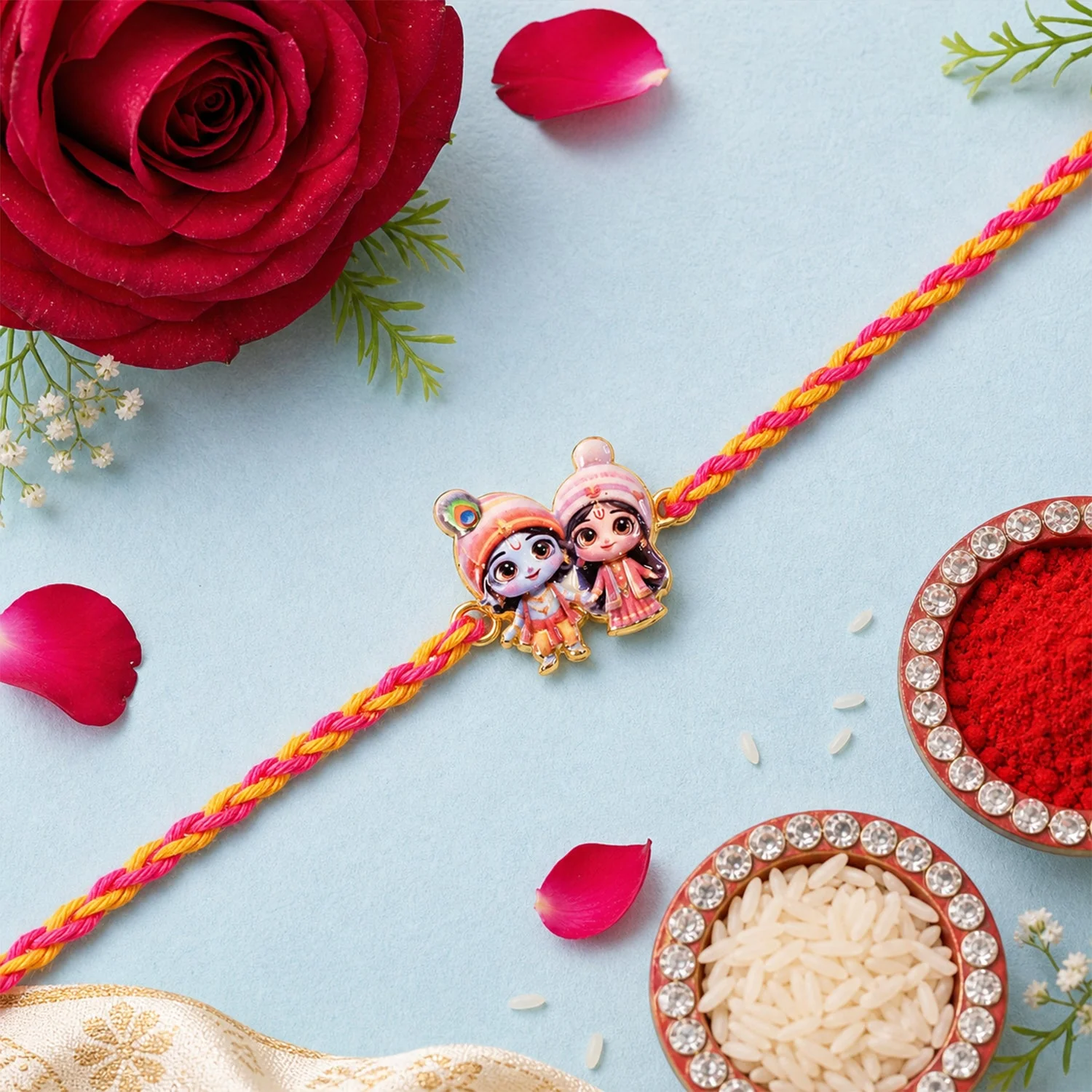 Radha Krishna Rakhi – Elegant & Traditional Design for Brothers - Image 3
