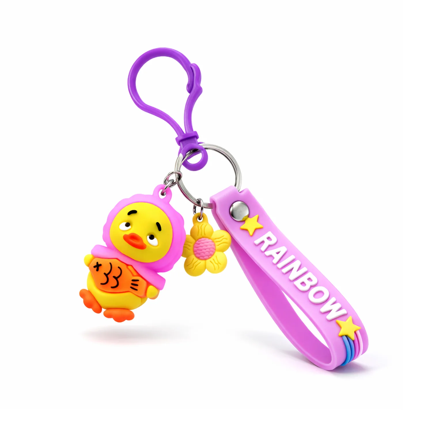 Rainbow Duck Keychain – Cute Silicone Strap for Kids - Image 5
