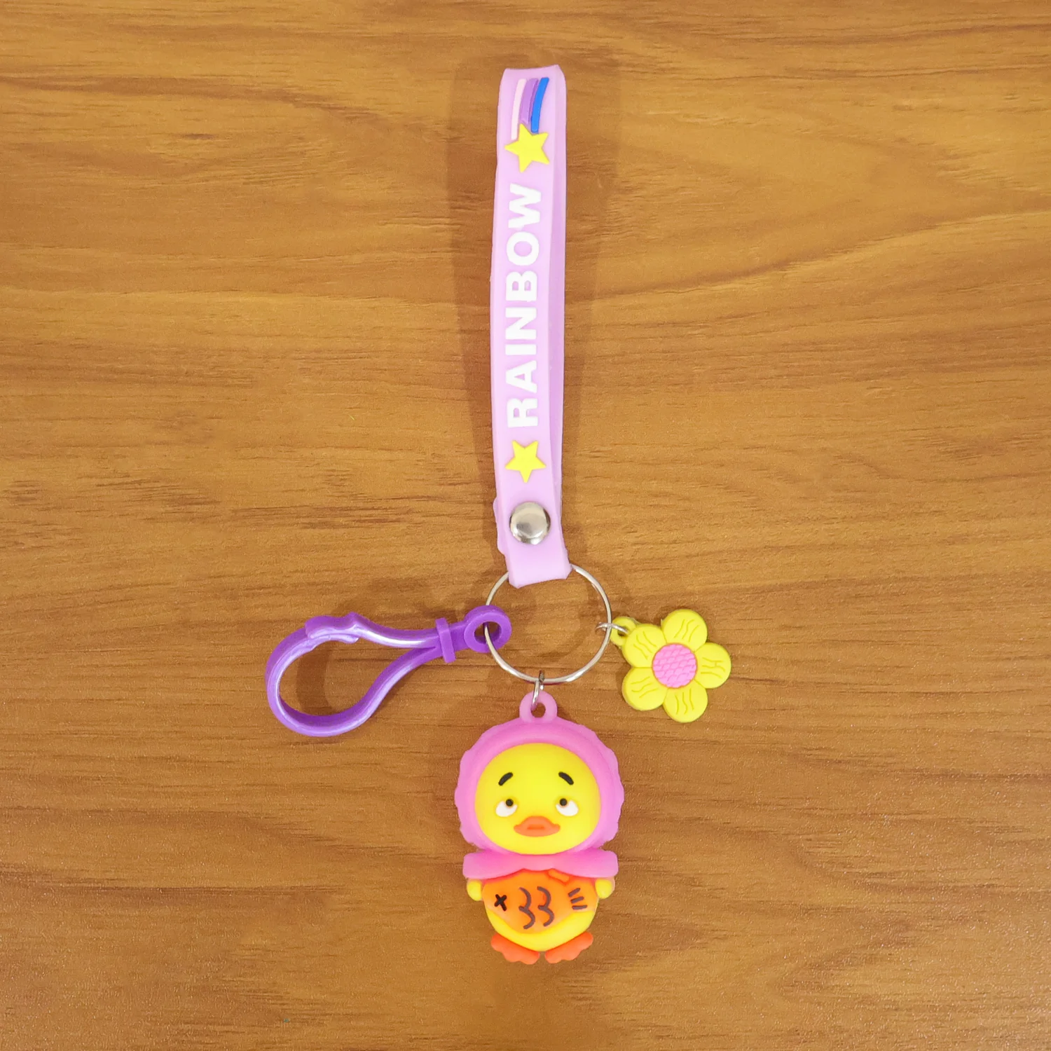 Rainbow Duck Keychain – Cute Silicone Strap for Kids - Image 7
