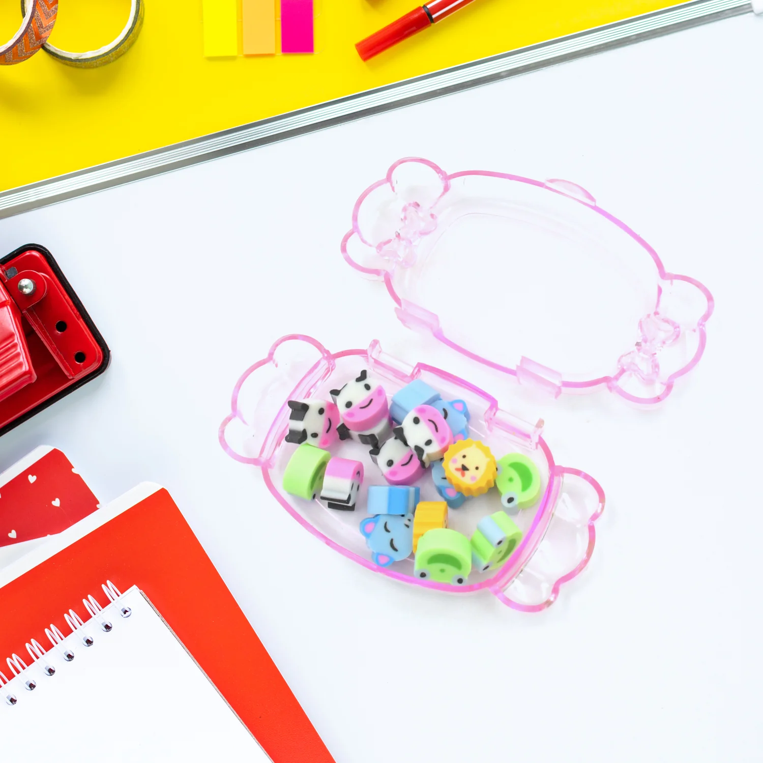 School Eraser Set – 15 Multi-Design Rubber Erasers | Velvet Wipe - Image 4