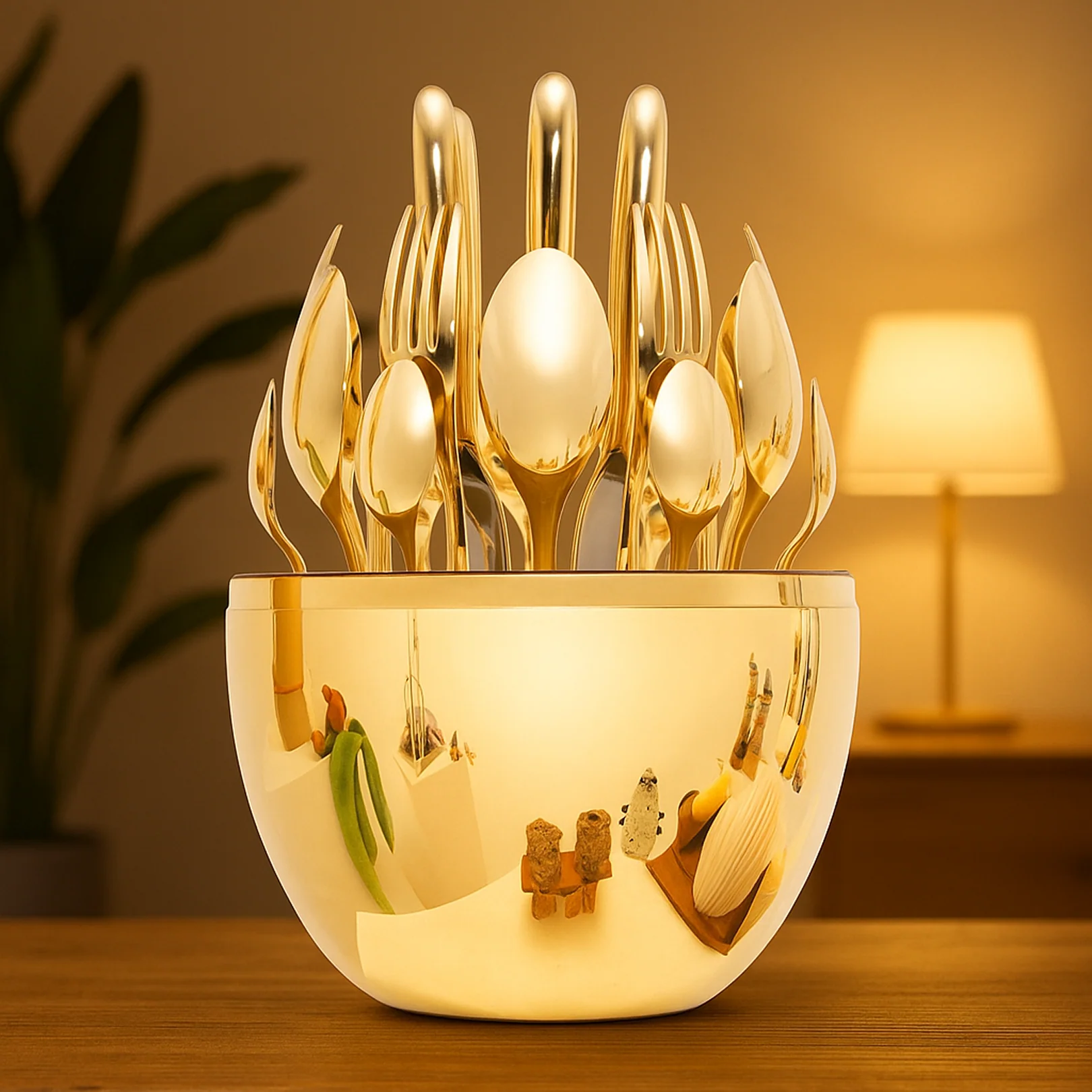 Golden Cutlery Set – 24-Pc with Oval Stand | Serve Stellar - Image 5