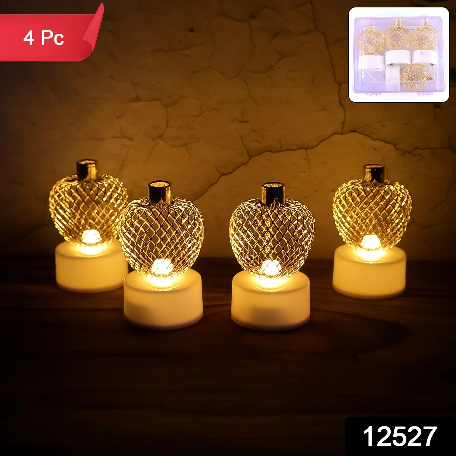 Apple LED Tealight Candles – Flameless Festive Glow (Set of 4) - Image 2