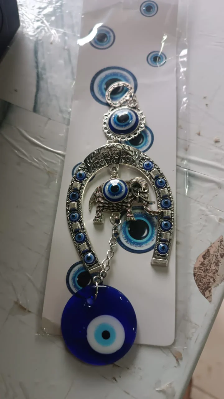 Evil Eye Hanging with Elephant & Horseshoe – Protective Wind Chime - Image 7