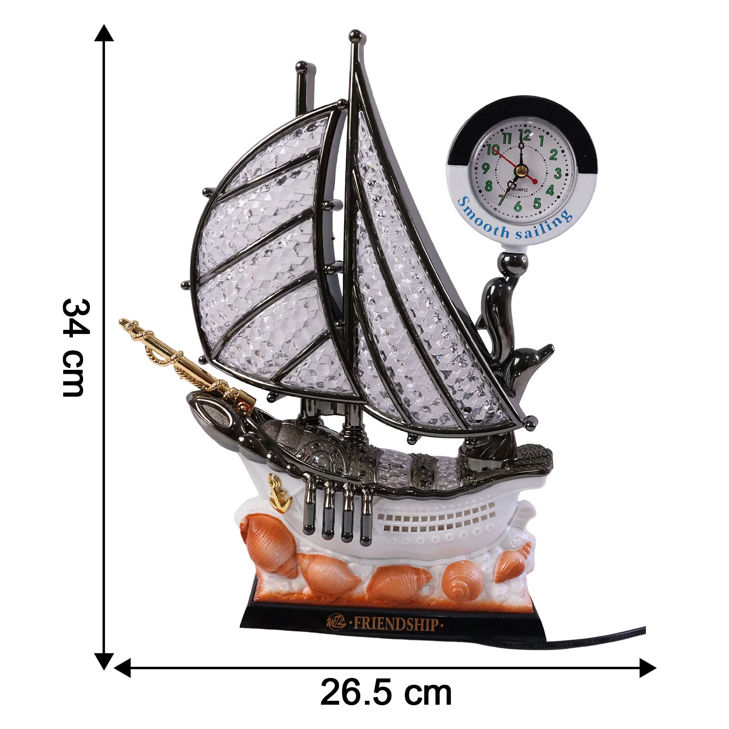 Ship Shape Clock Lamp – Nautical Decorative Table Lamp with Warm LED - Image 6