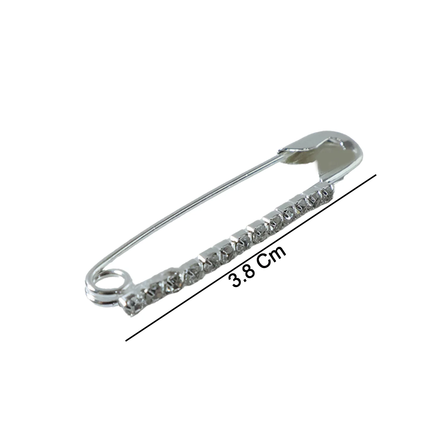 Silver Safety Pin Brooch Set – Elegant Crystal Accent 12 Pc - Image 6