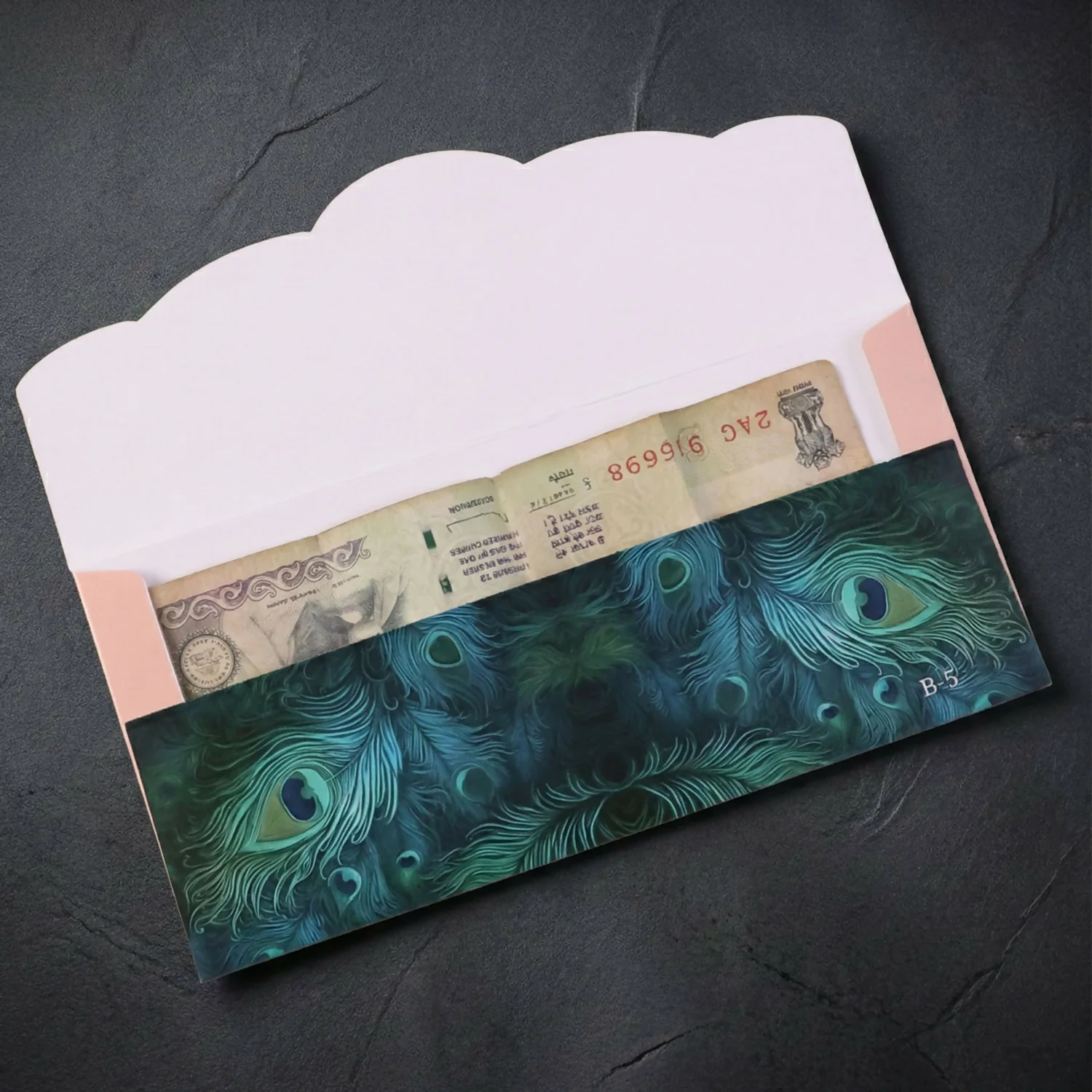 Money Gift Envelopes – Peacock Floral A4 Shagun Pack of 10 - Image 2