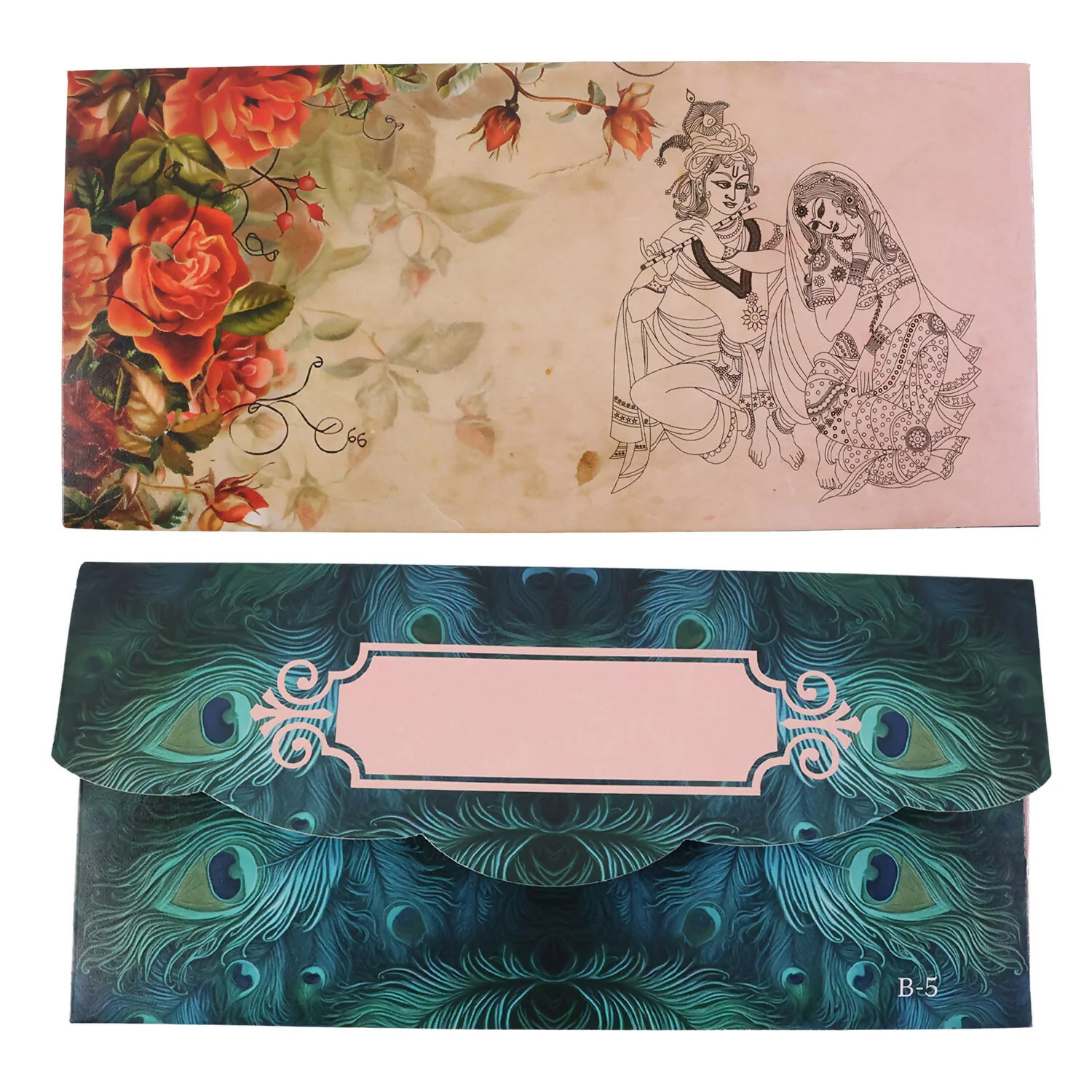 Money Gift Envelopes – Peacock Floral A4 Shagun Pack of 10 - Image 3