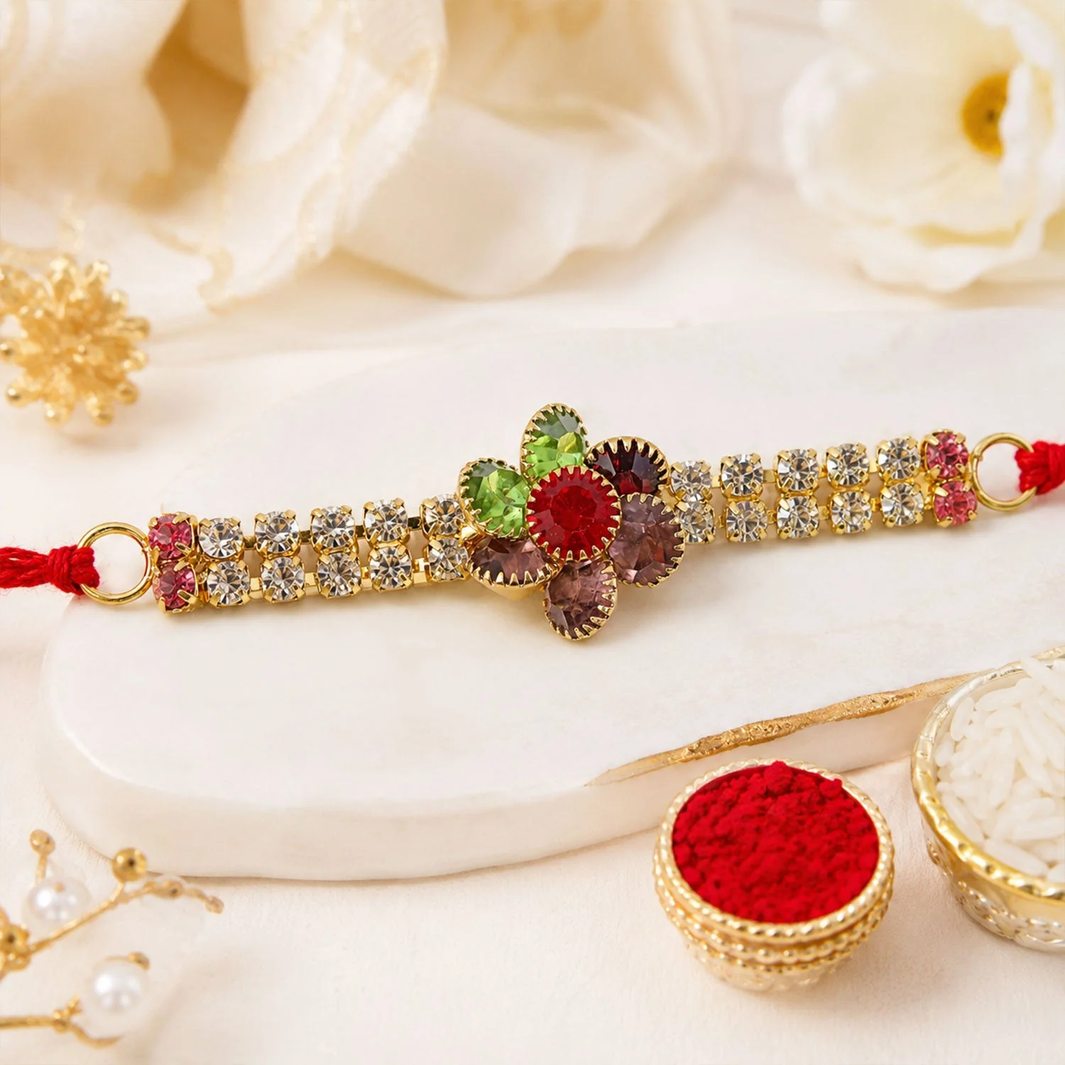 Designer Rakhi – Stylish Floral Motif for Brothers - Image 2