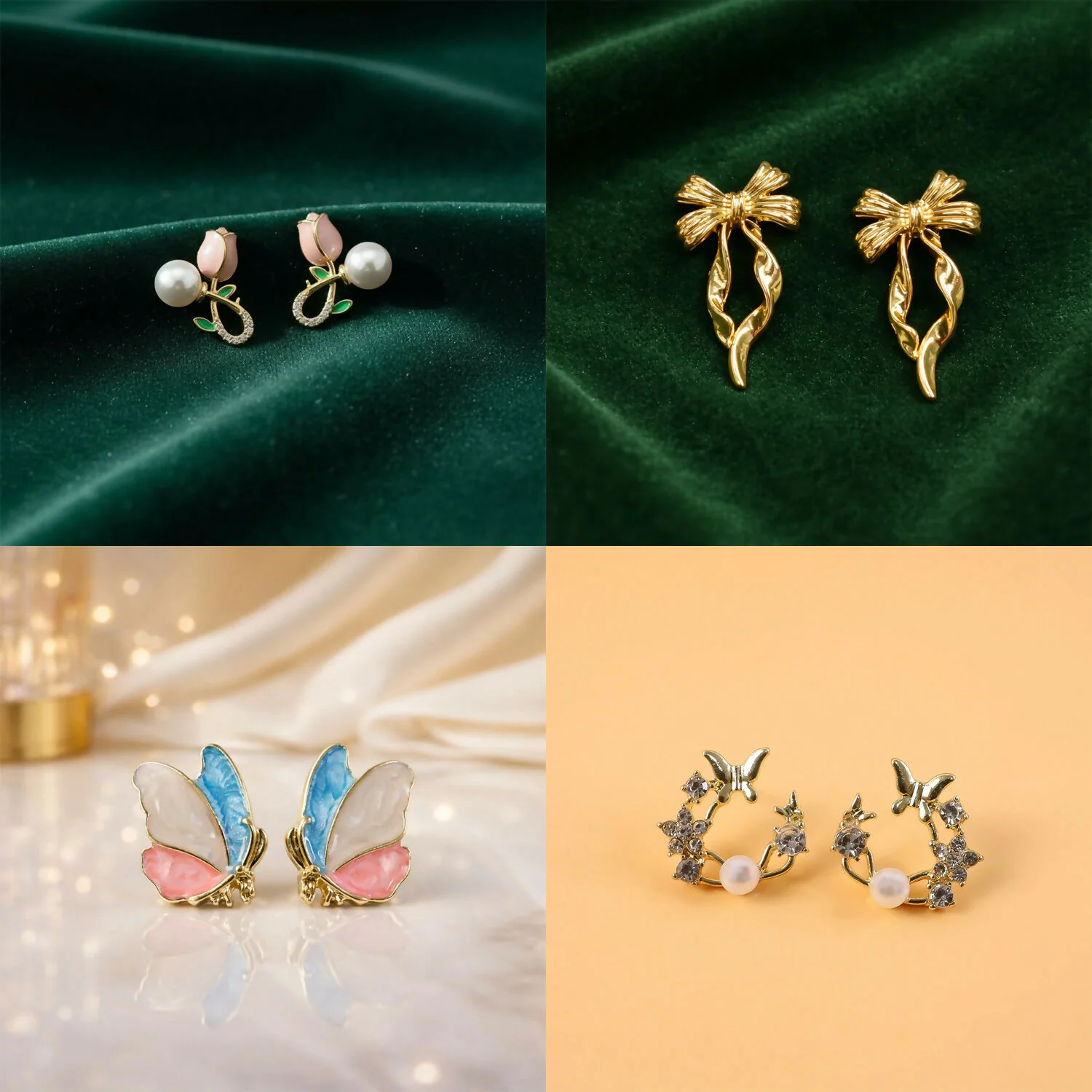 Designer Butterfly Pearl Earrings – Elegant & Trendy Jewelry for Women & Girls - Image 2