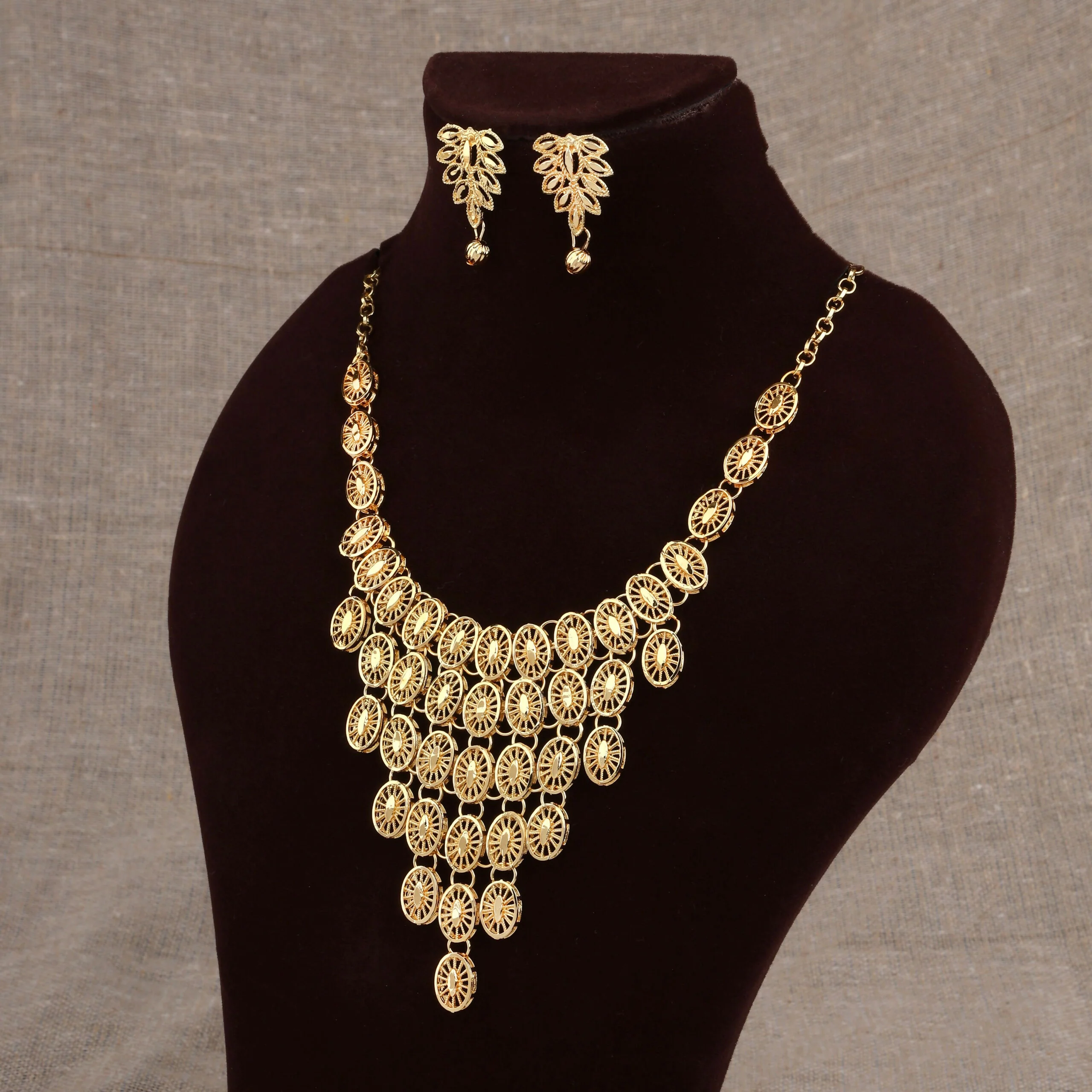 Gold-Plated Filigree Necklace & Earrings Set – Elegant Handcrafted Design - Image 2