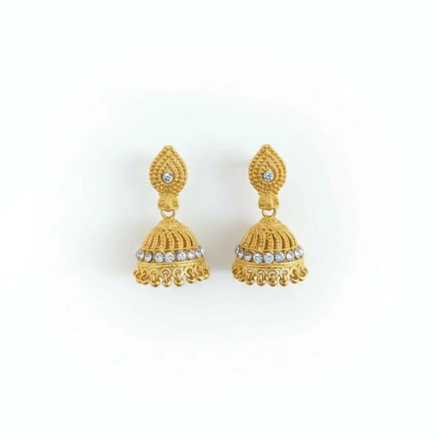Gold Tone Jhumka Earrings – Stylish Traditional Indian Jewelry - Image 4