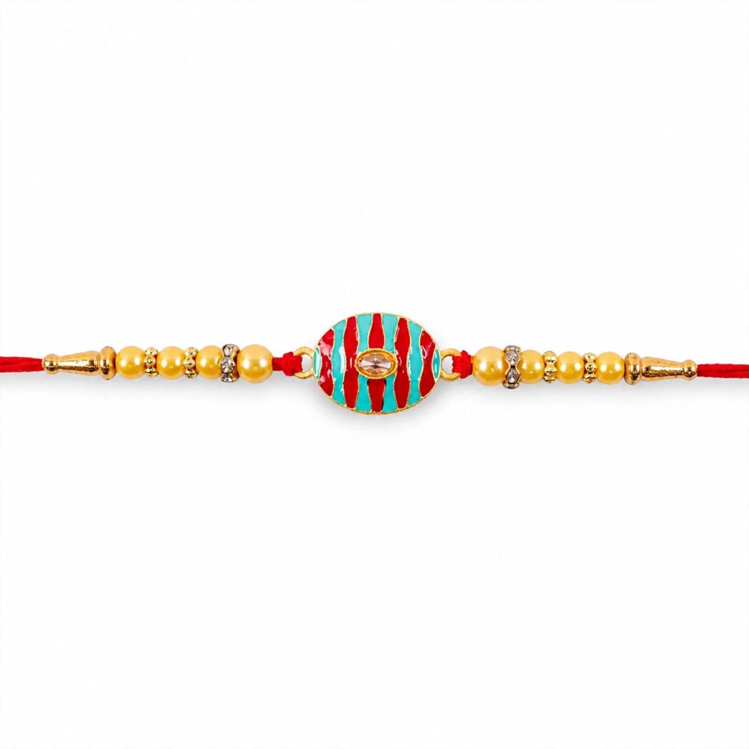 Premium Designer Kundan Rakhi with Pearl Beads for Brother - Image 5