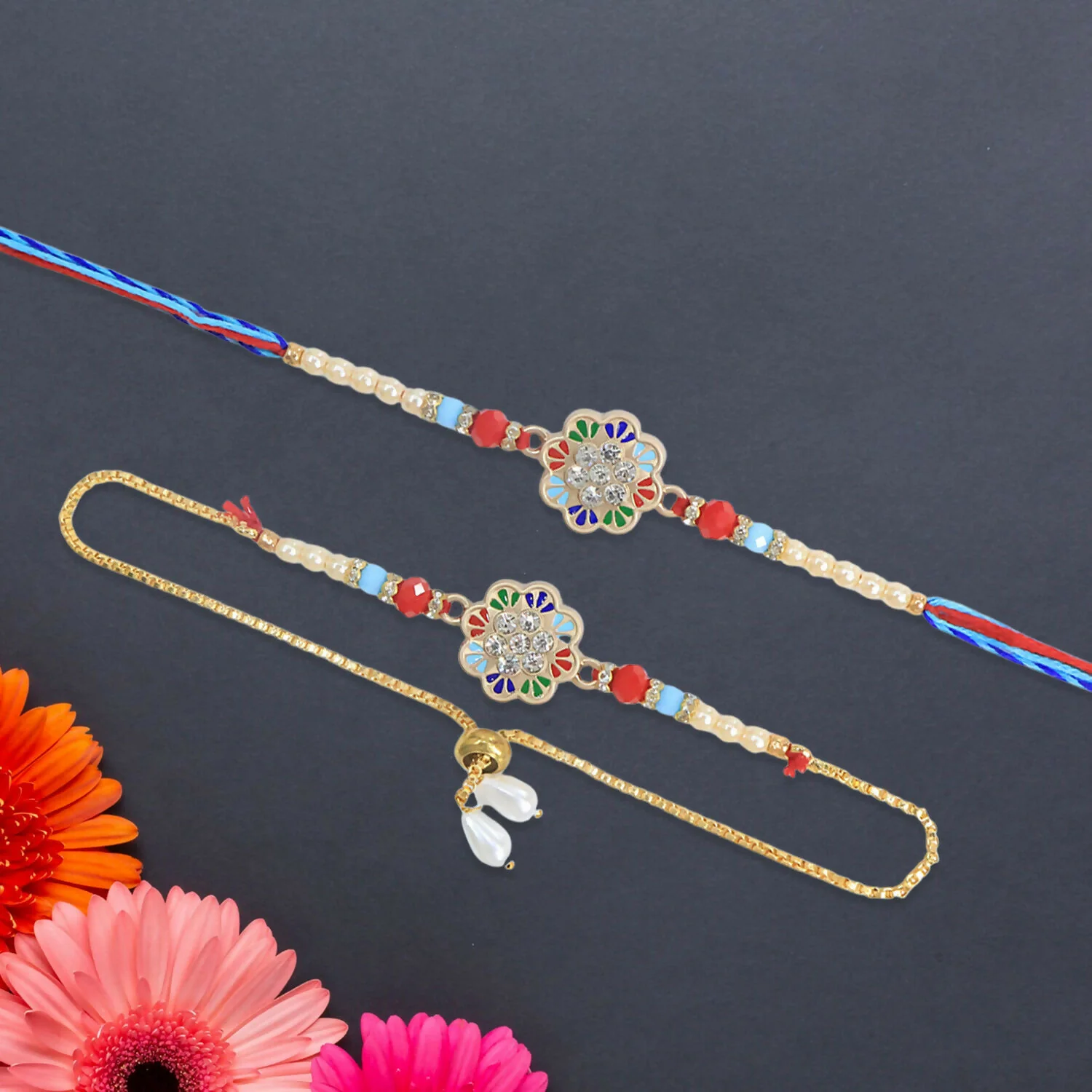 Designer Lumba Rakhi for Bhabhi – Festive Surprise Pair - Image 2