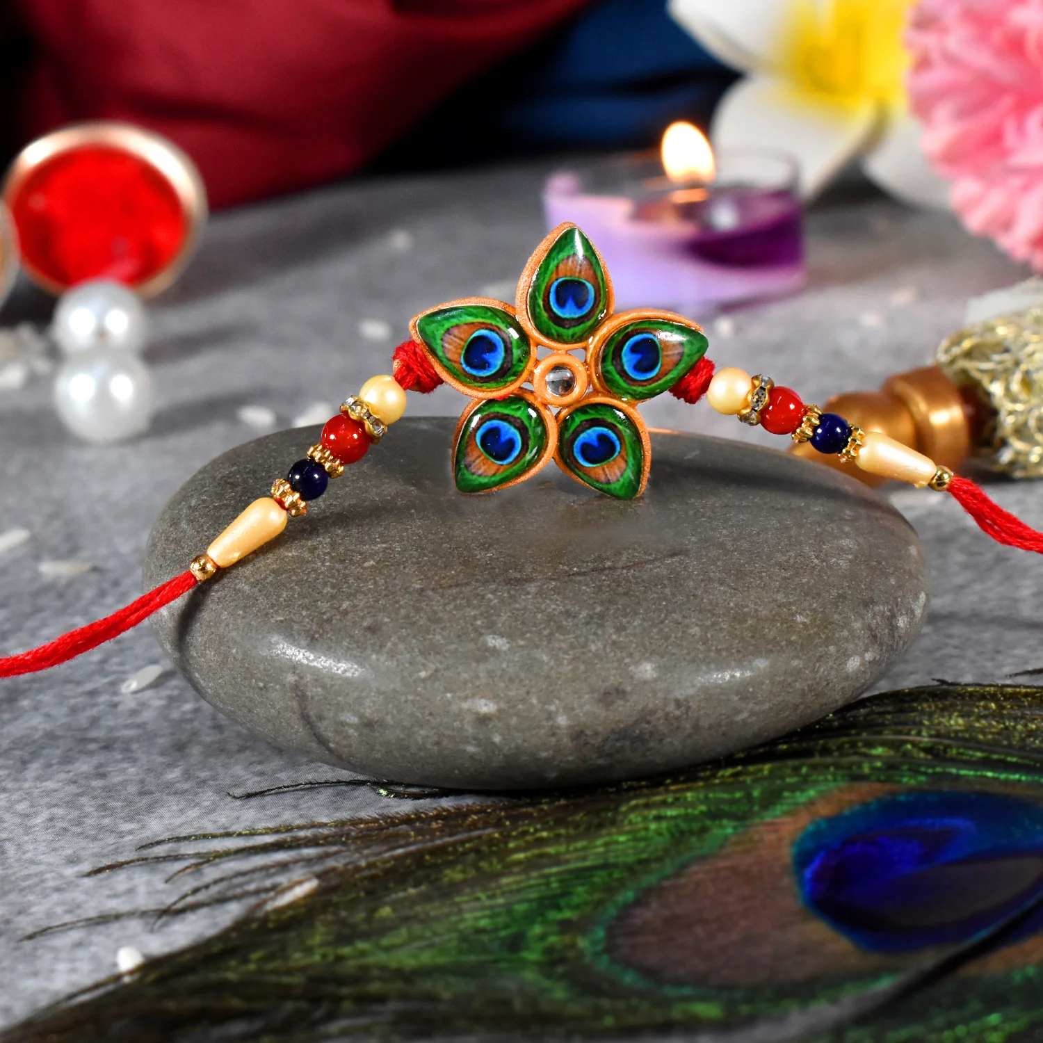 Mor Pankh Rakhi – Unique Star-Shaped Peacock Design for Raksha Bandhan - Image 2