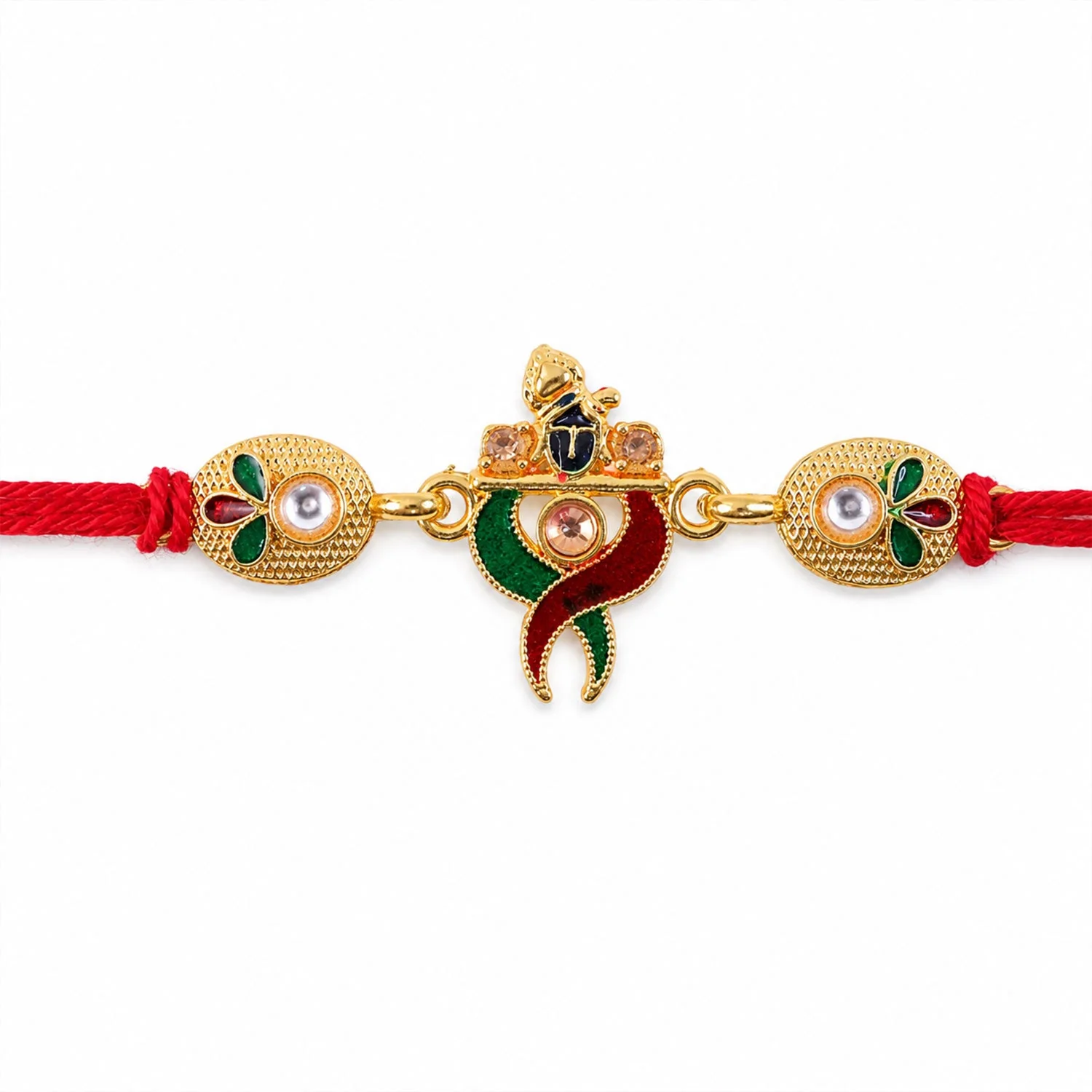 Designer Pair Kundan Beads Rakhi for Brother Bhai Raksha Bandhan Festival Special Gift - Image 5
