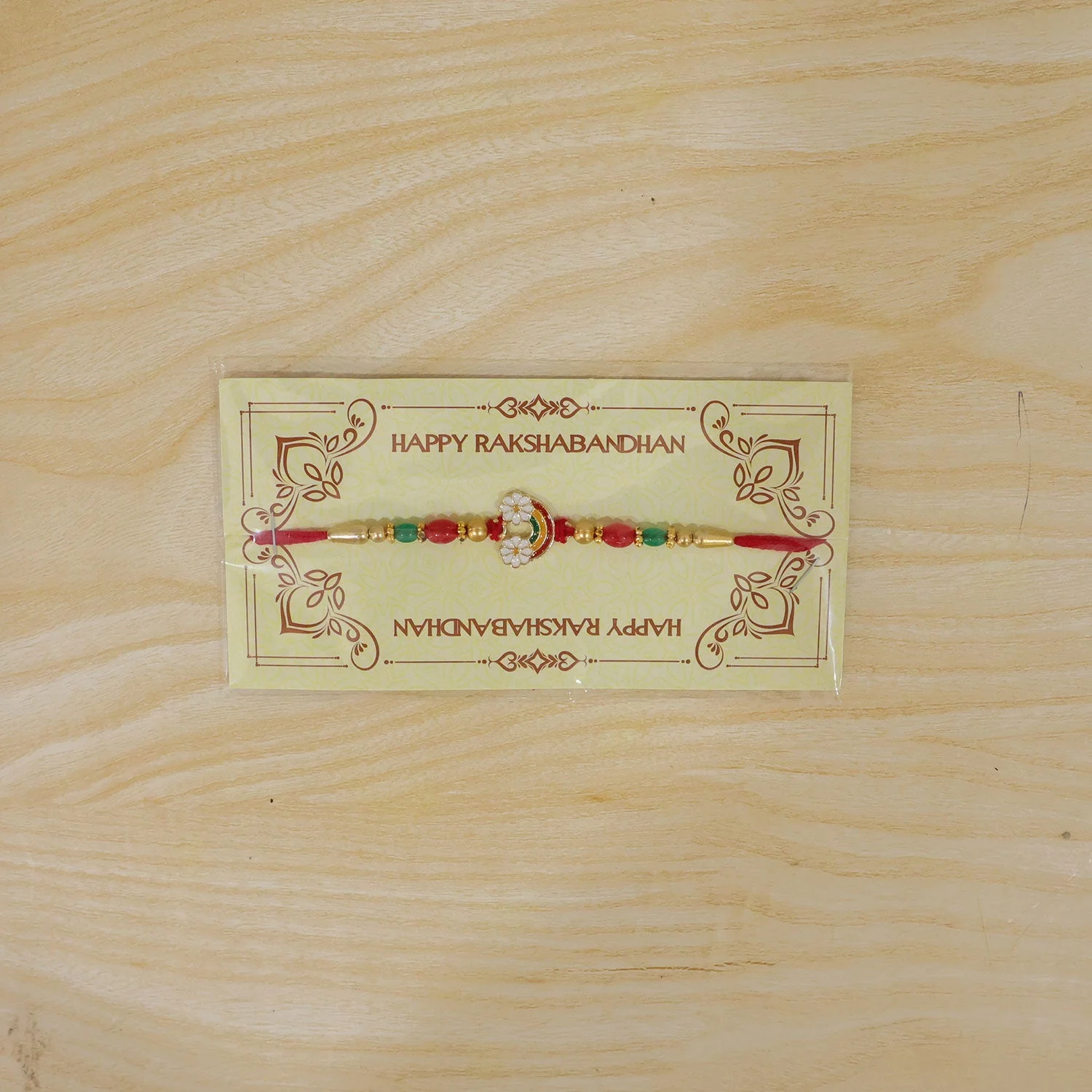 Designer Rainbow Flower Rakhi with Enamel & Beadwork Rakhi for Brother - Image 6