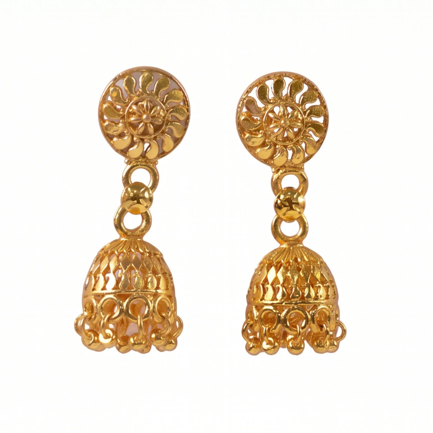 Gold Jhumka Earrings – Elegant Festive Jewelry with Pearl Accents - Image 6