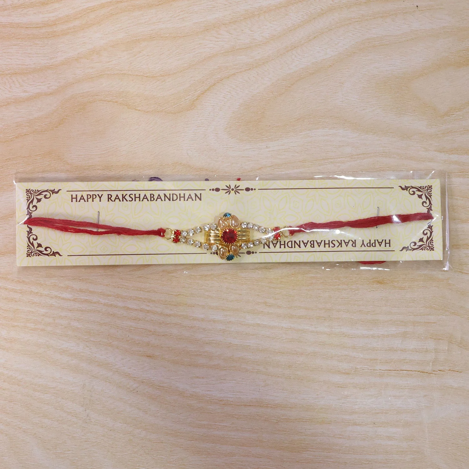 Diamond Center Stone Studded Premium Designer Rakhi for Brother - Image 6