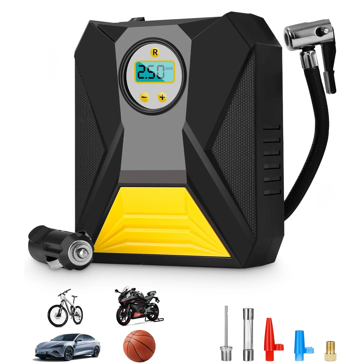 Car Tyre Air Compressor – Mini Digital Portable Pump with LCD - Image 9