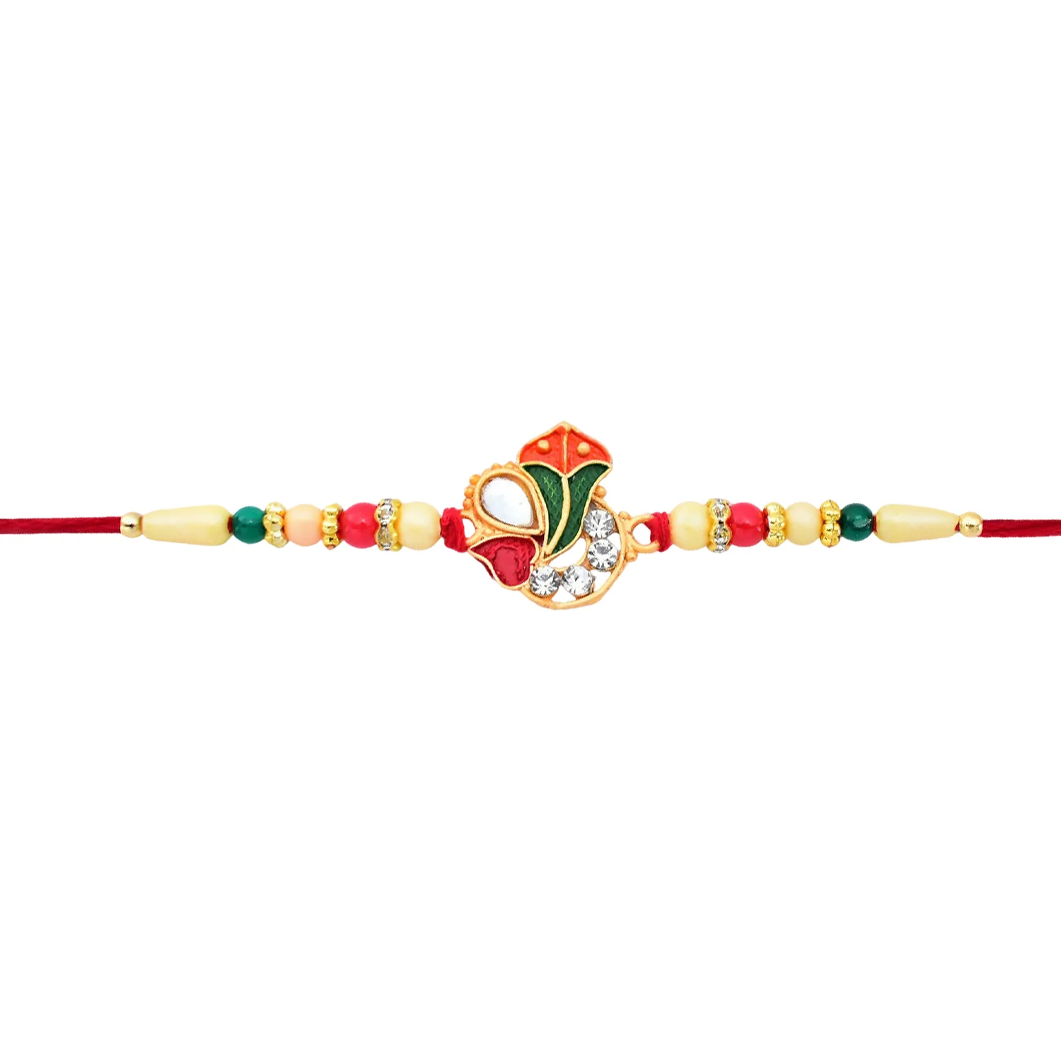Ganpati Rakhi with Enamel Work and Traditional Beads – Divine Blessing - Image 5