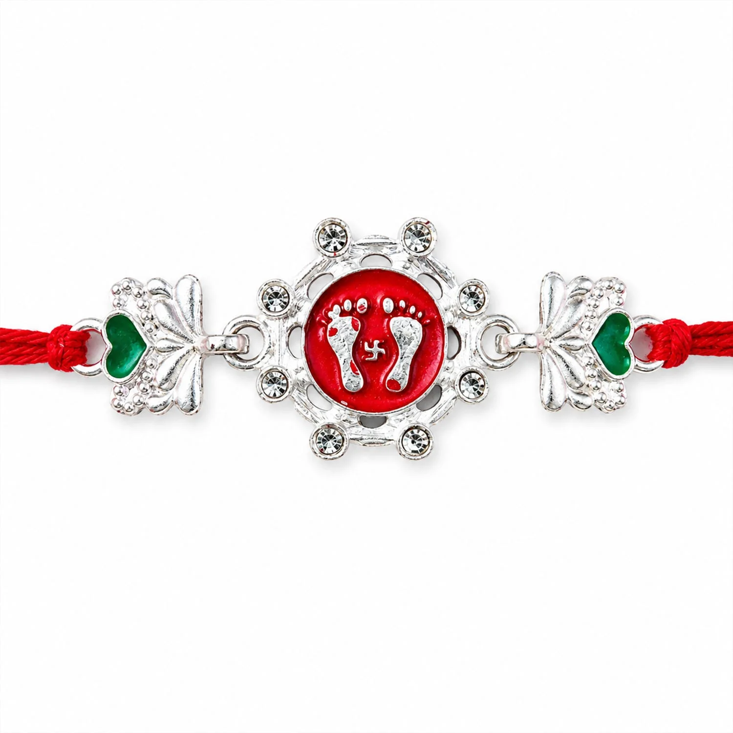 Divine Laxmi Charan Paduka Rakhi with Stones Rakhi for Brother - Image 2