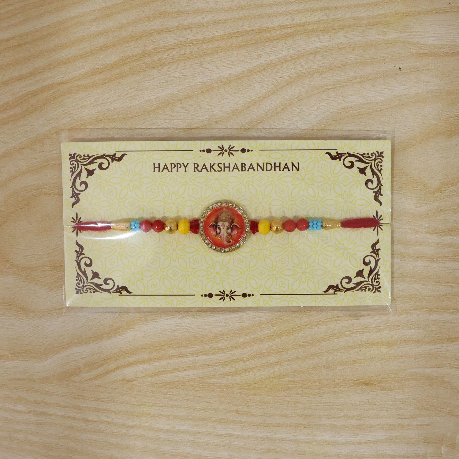 Divine Lord Ganesha Stone-Studded Beaded Rakhi for Brother - Image 6