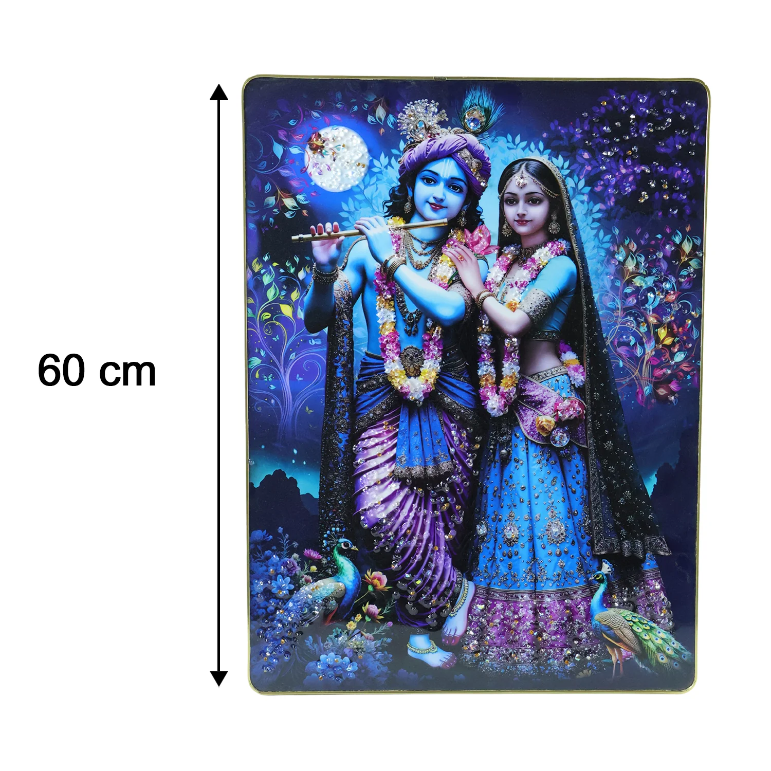 Radha Krishna Wall Frame – Divine Moonlight Artistic Decor - Image 6
