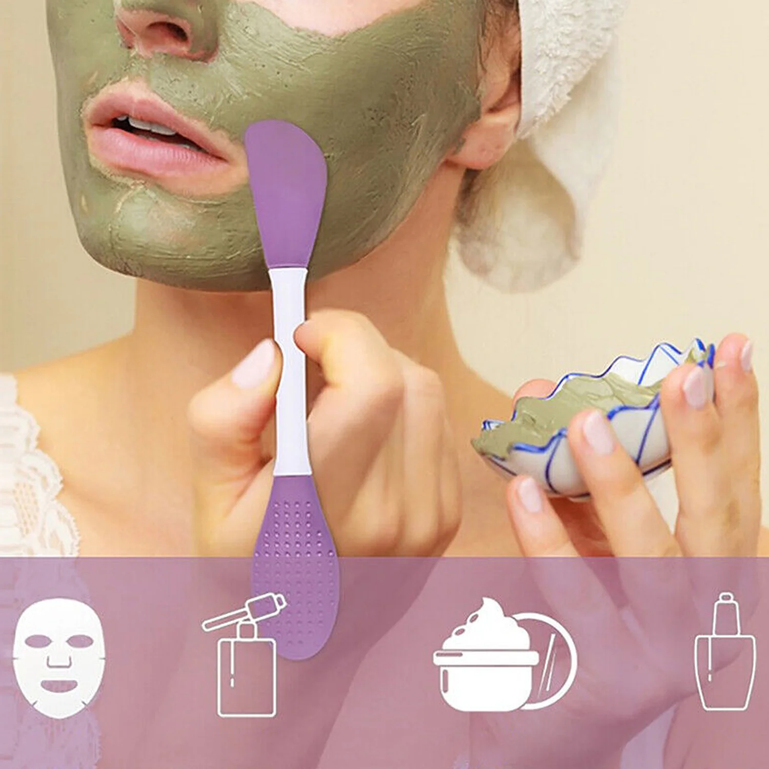 Double-Headed Silicone Mask Brush – Facial Cleansing & Application | GlowForm - Image 3