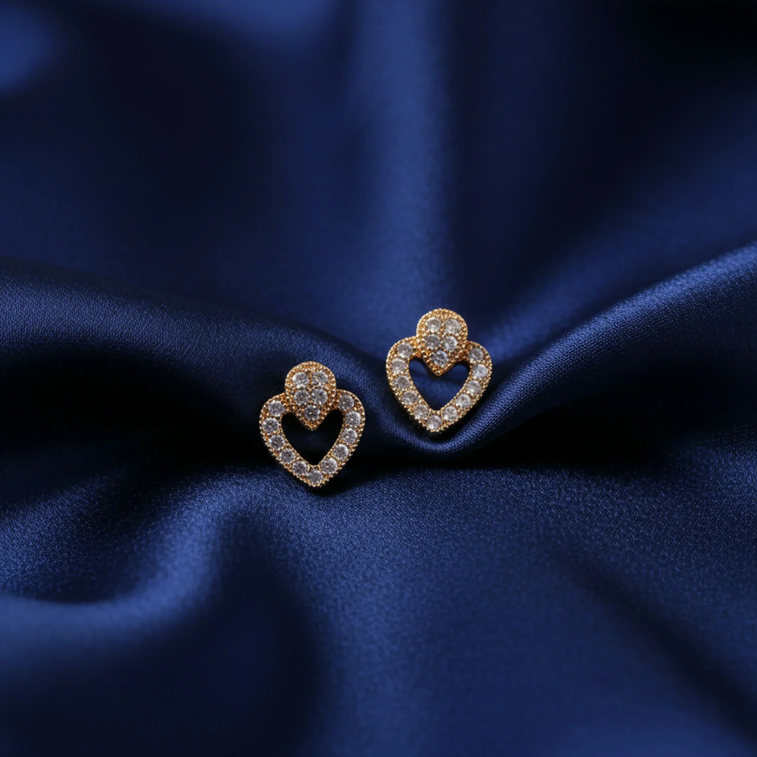 Double Heart Crystal Earrings – Elegant Layered Heart Design - Image 4