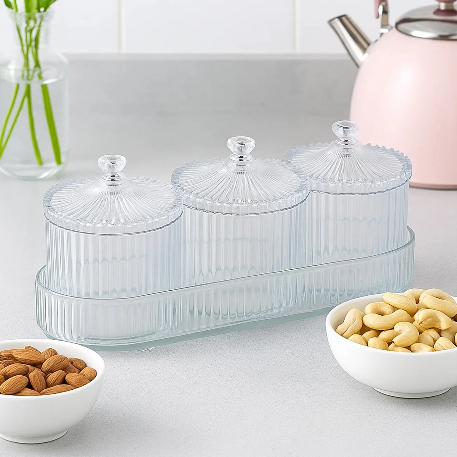 Dry Fruit Storage Jars – 3-Piece Set with Tray for Freshness - Image 7