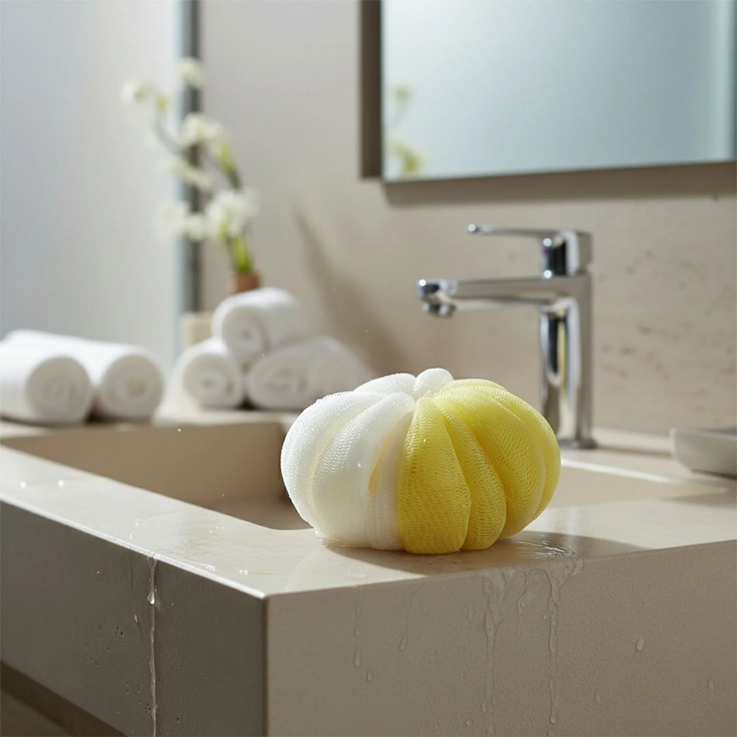 Soft Mesh Bath Loofah – Gentle Exfoliation & Rich Lather - Image 4