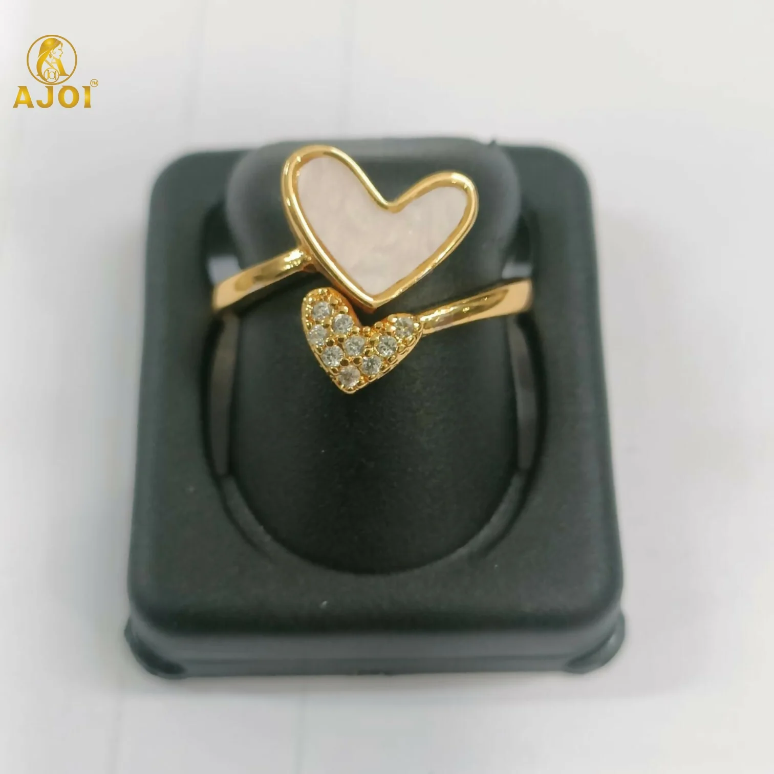 Dual Heart Adjustable Ring – Elegant Gold-Tone Finish - Image 5