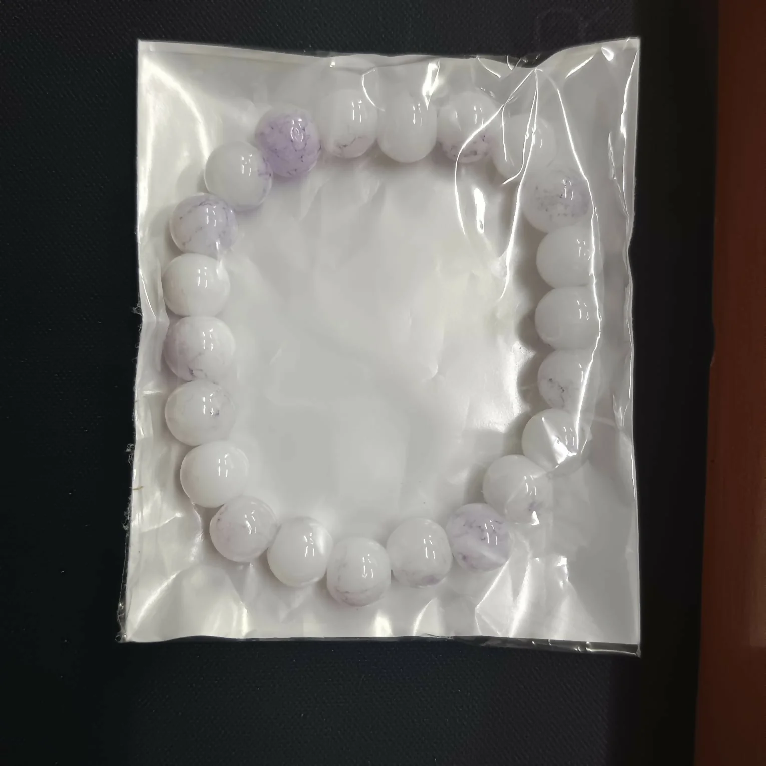 Purple Beaded Stretch Bracelet – Elegant Dual-Tone Design - Image 4