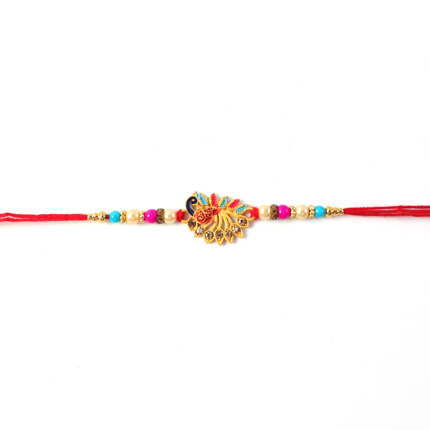 Colorful Peacock Rakhi, Elegant Festival Gift with Stones - Image 6