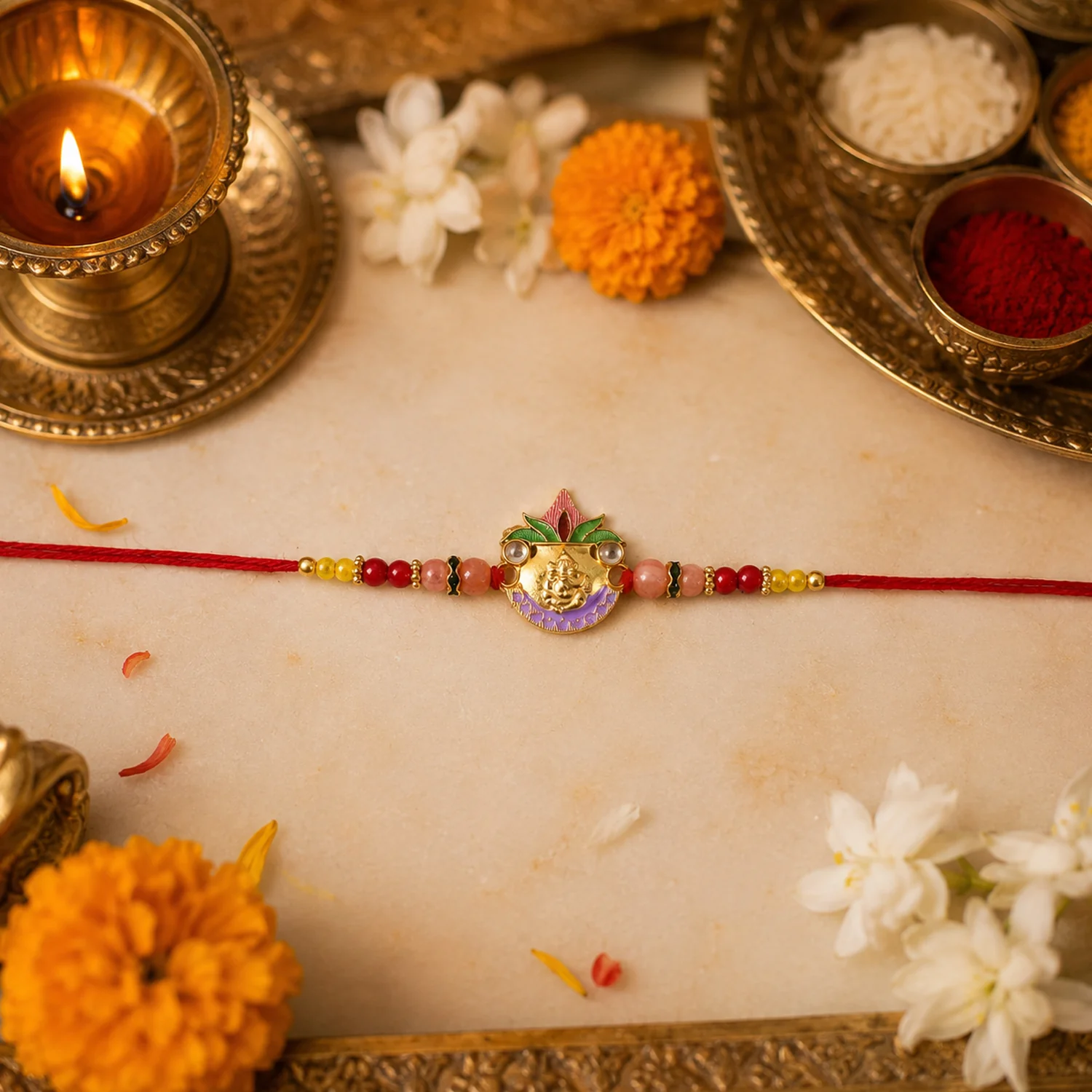 Ganesh Beaded Rakhi – Traditional & Beautiful Brother Gift - Image 7