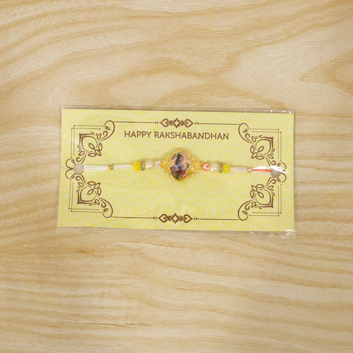 Lord Krishna Rakhi – Elegant Designer Thread for Raksha Bandhan - Image 9
