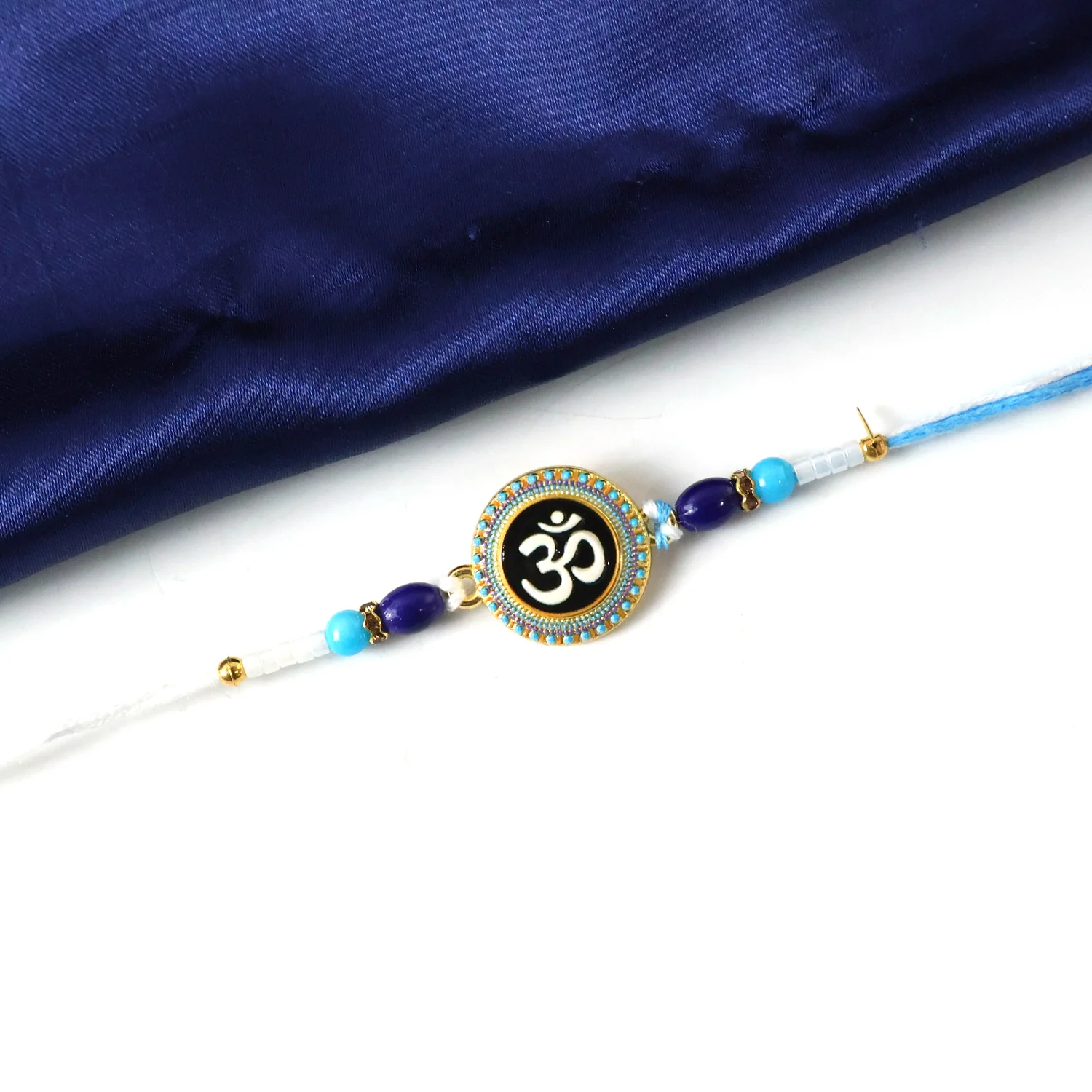 Om Blue Beads Rakhi – Traditional, Stylish & Comfortable for Raksha Bandhan - Image 5