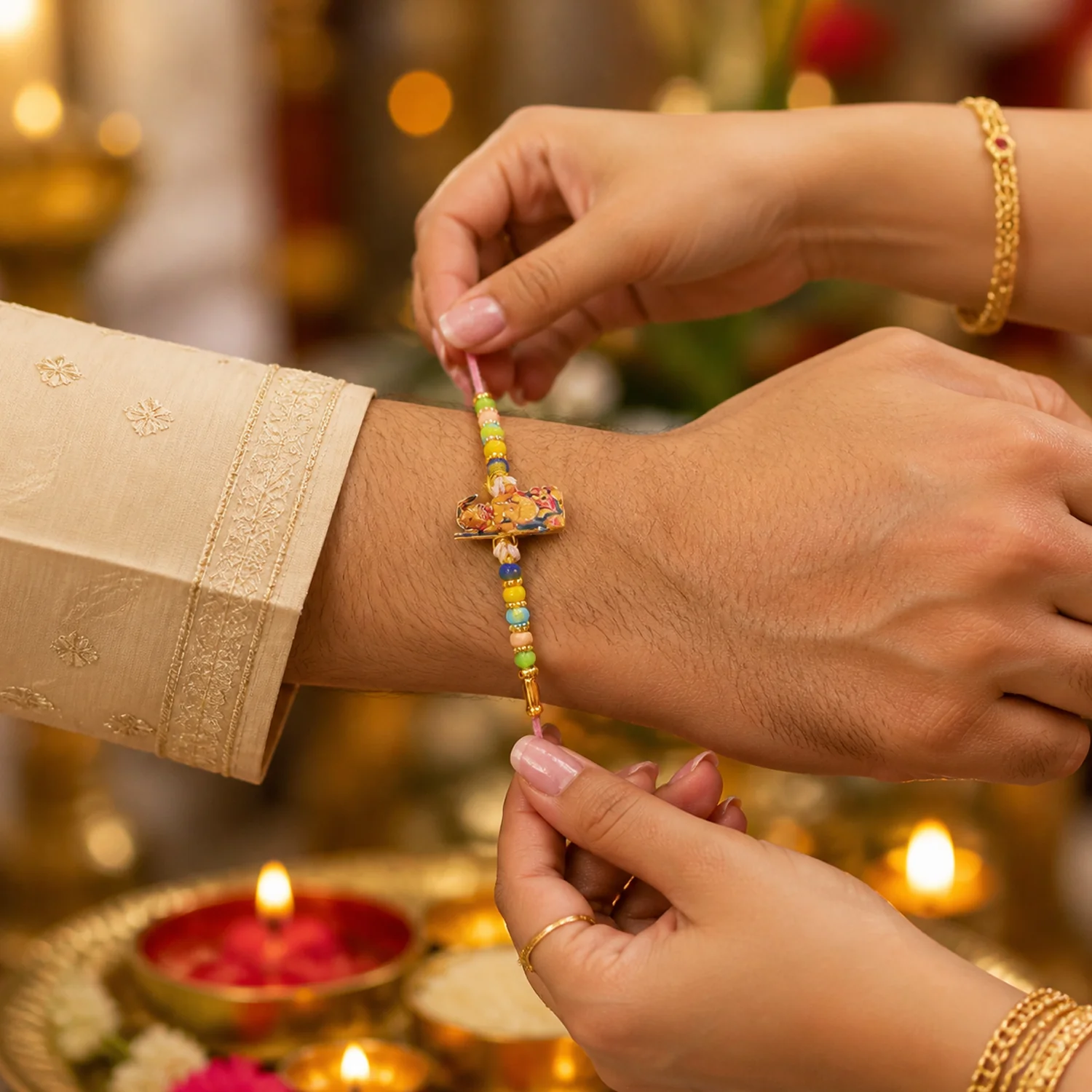 Hanuman Ji Rakhi – Colorful Beads with Soft Thread for Bhaiya - Image 4