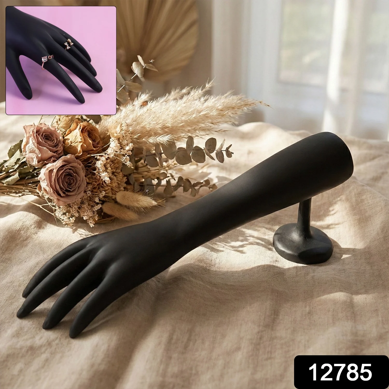 Black Hand Jewelry Display Stand – Elegant Matte Finish Organizer - Image 2
