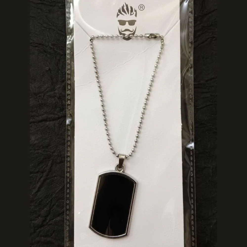 Black Shield Pendant Necklace – Sleek Modern Men's Jewelry - Image 5