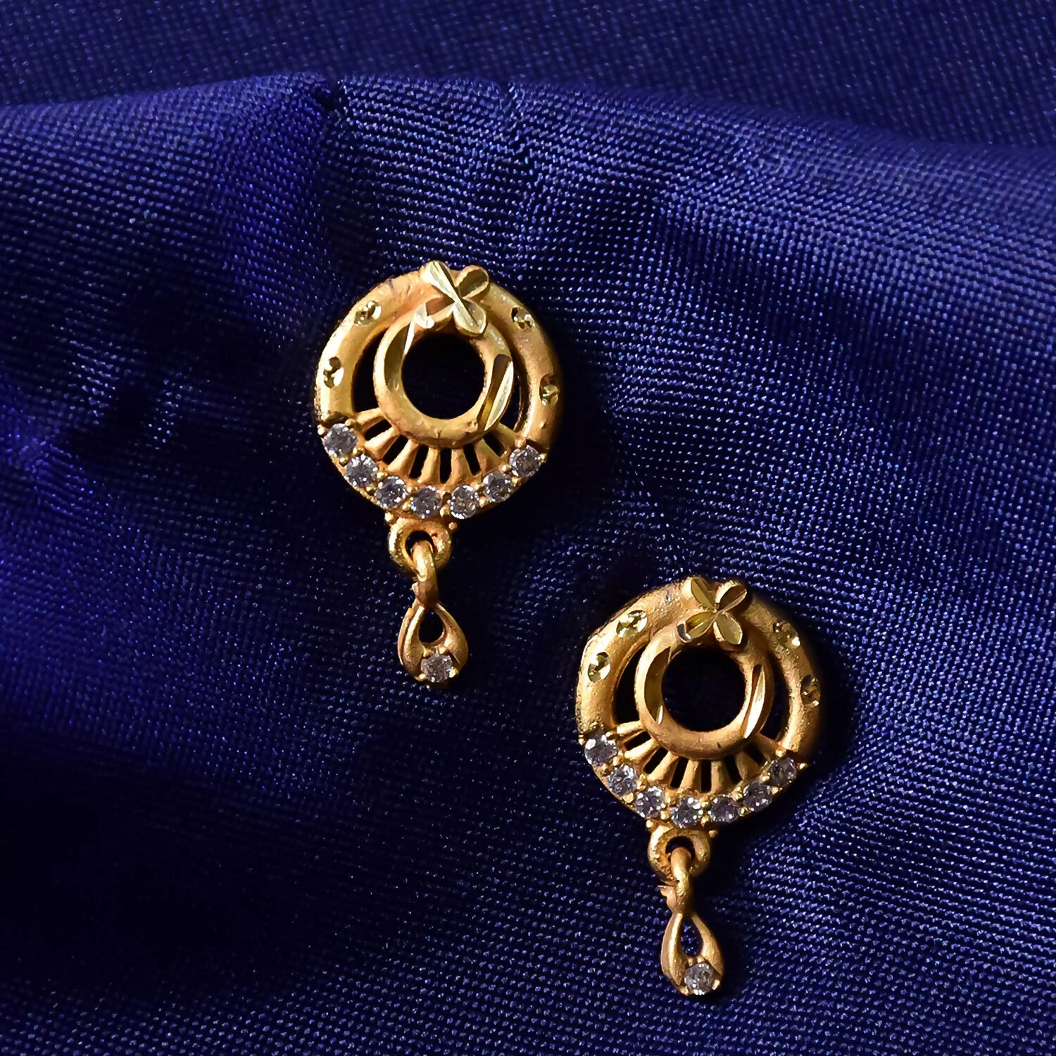 Circular Drop Earrings with Crystal Accents – Elegant Party Wear - Image 4