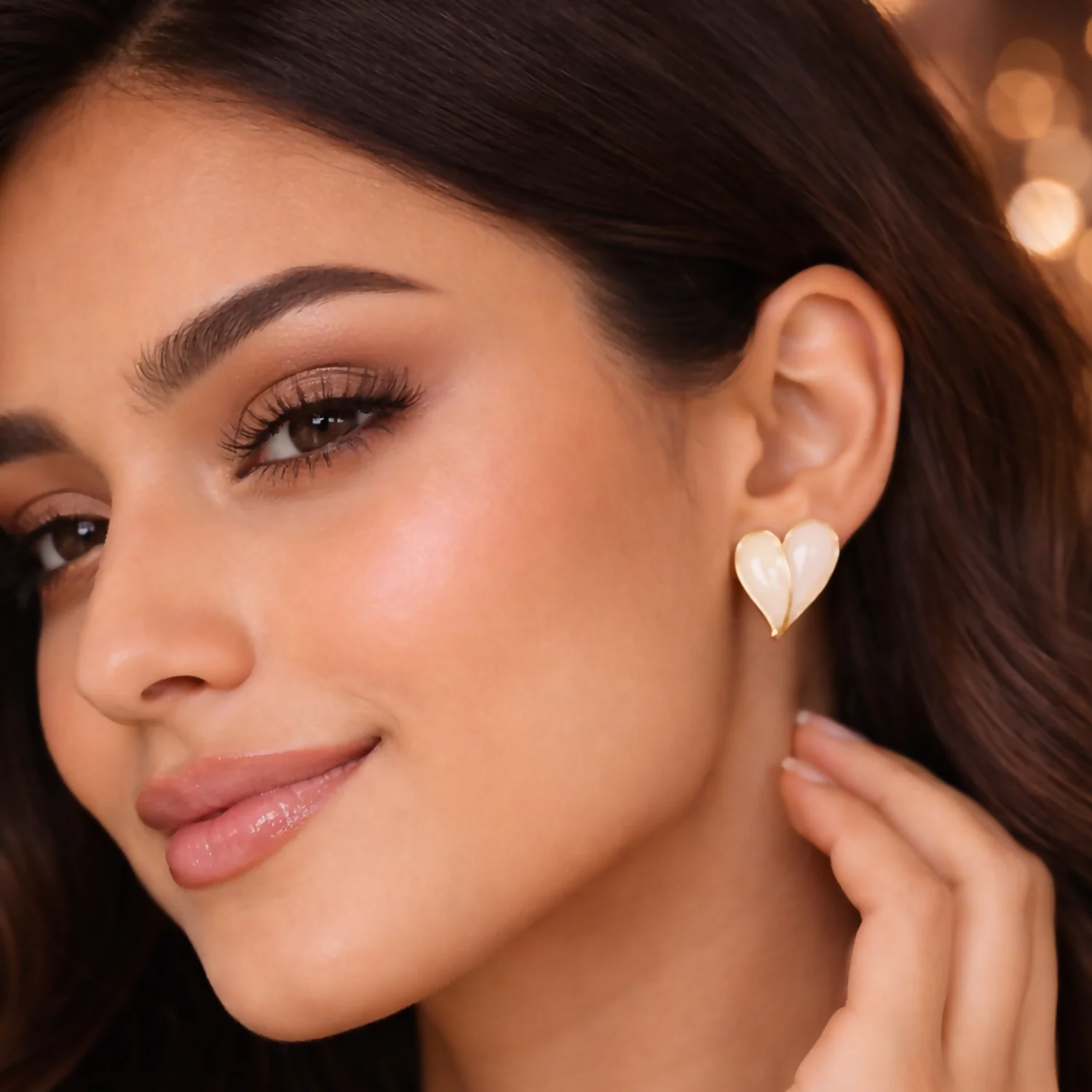 Stud Earrings – Elegant Leaf Design with Gold Finish for Women - Image 3