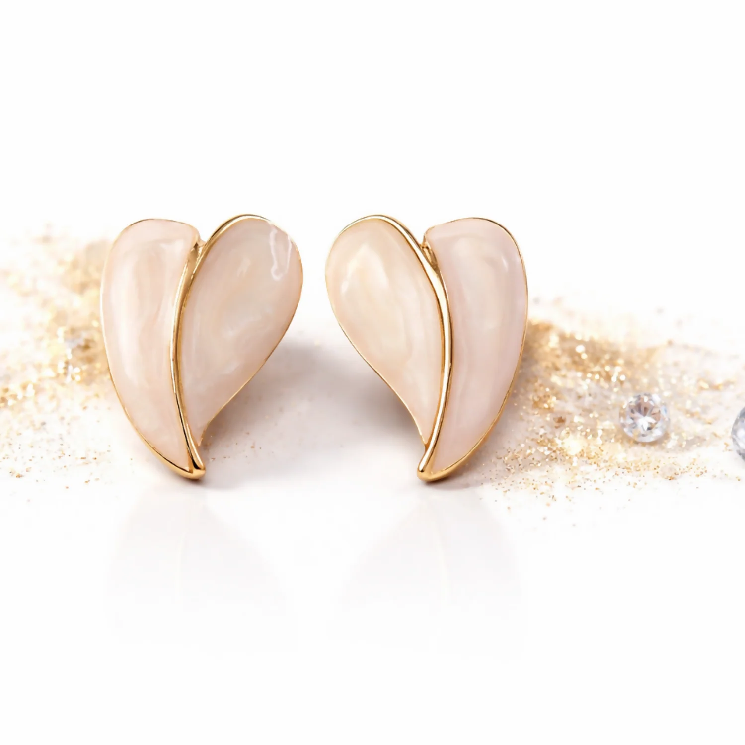 Stud Earrings – Elegant Leaf Design with Gold Finish for Women - Image 4