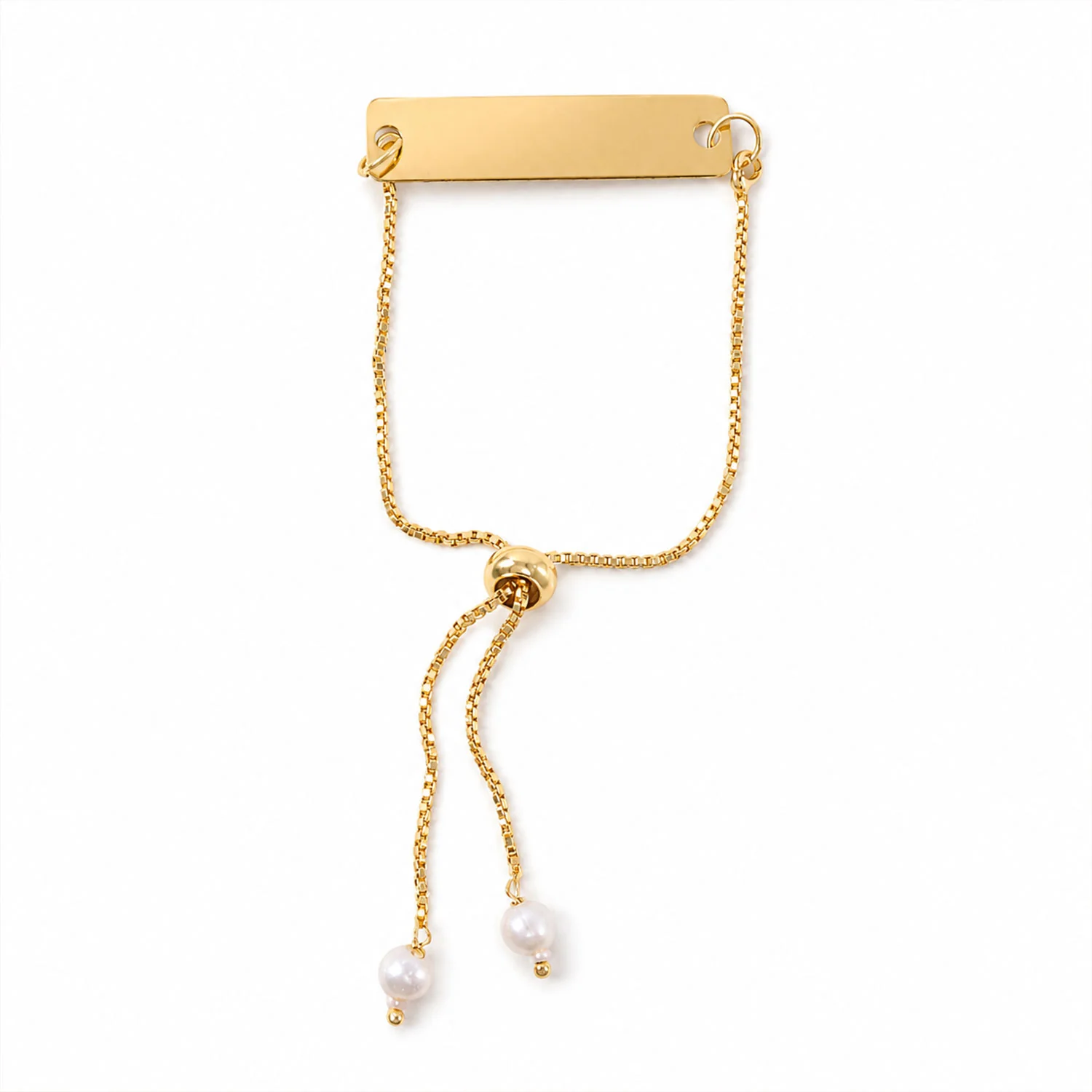 Custom Name Bracelet – Adjustable Gold-Tone with Pearl Beads - Image 5