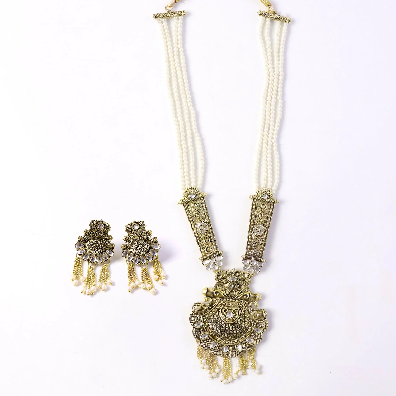 Gold & Pearl Necklace Set – Elegant Bridal & Party Jewelry - Image 6