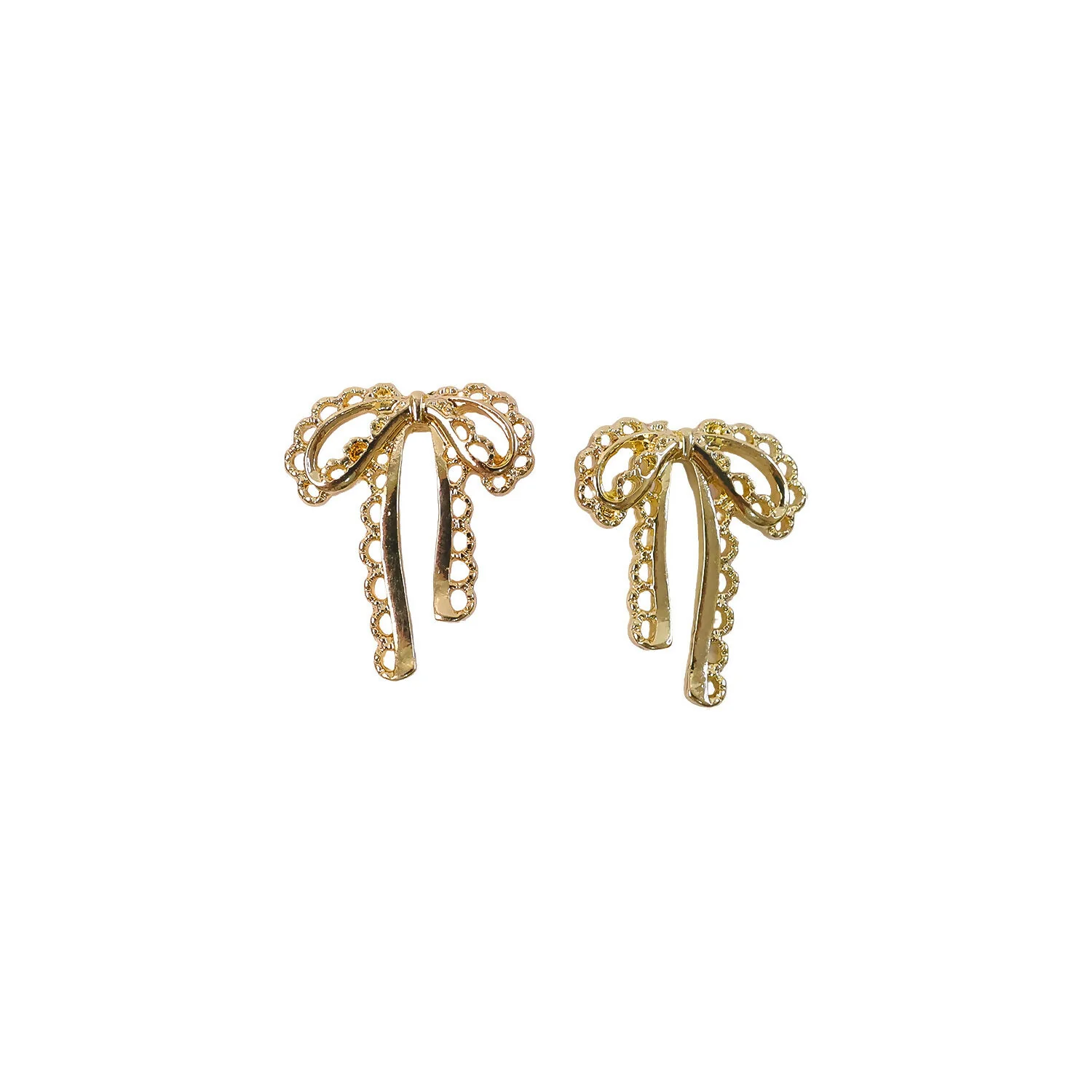Gold Bow Drop Earrings – Lightweight Korean Style Jewellery for Women - Image 5