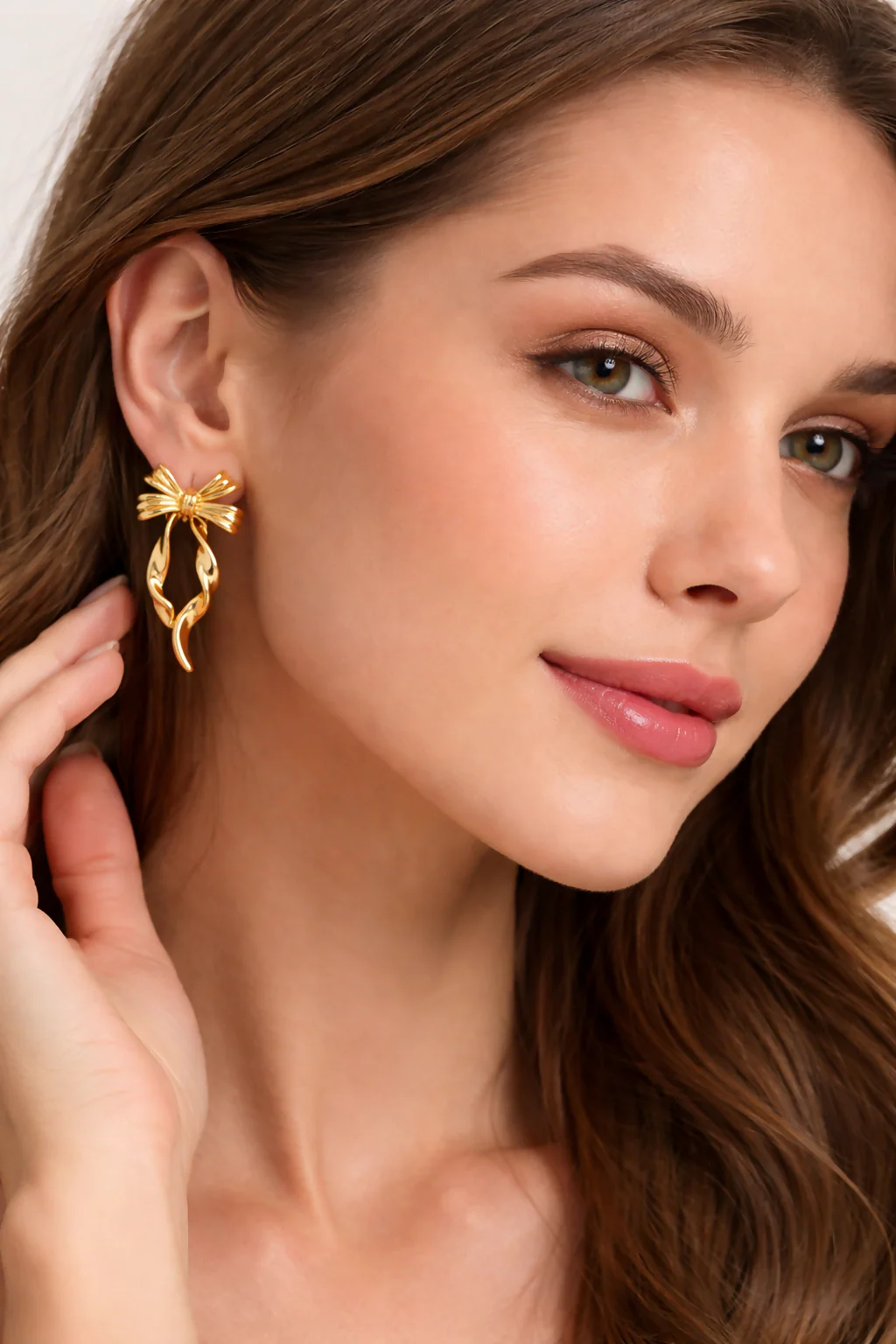 Gold Bow Drop Earrings – Elegant Party Wear for Women - Image 4